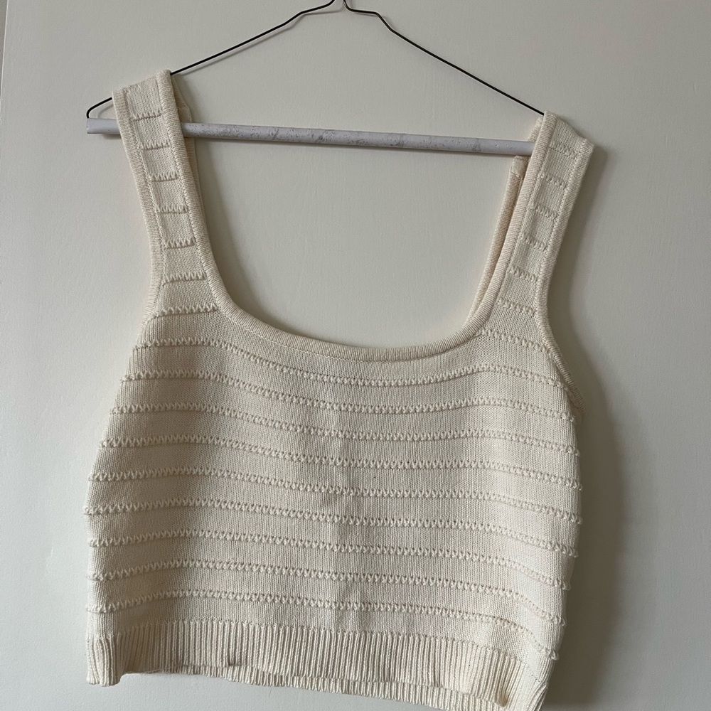 Lulu's Cream Ribbed Crop Tank Top - Picture 2 of 4